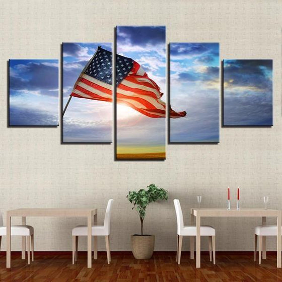 Vintage American Flag Wall Art Canvases