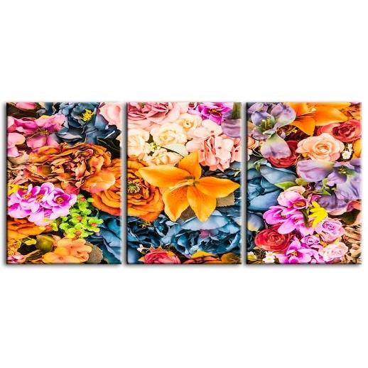 Vintage Assorted Flowers 3 Panels Canvas Wall Art