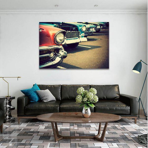 Vintage Cars 1 Panel Canvas Wall Art Print