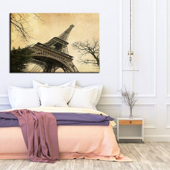 Vintage Eiffel Tower View Canvas Wall Art Bedroom
