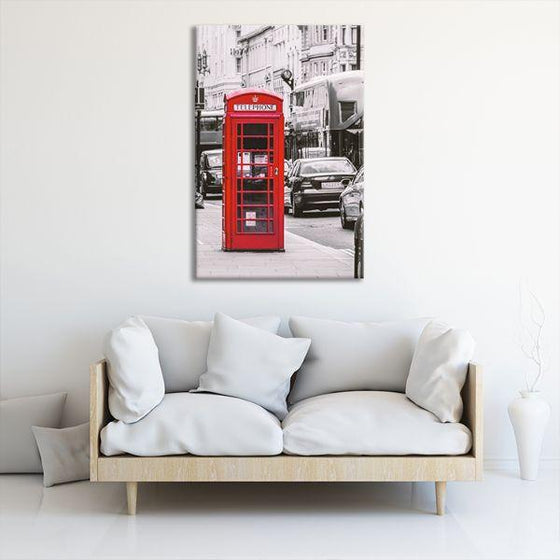 Vintage Red Phone Booth Canvas Wall Art Decor