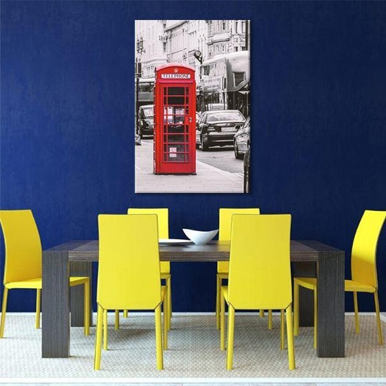 Vintage Red Phone Booth Canvas Wall Art Dining Room