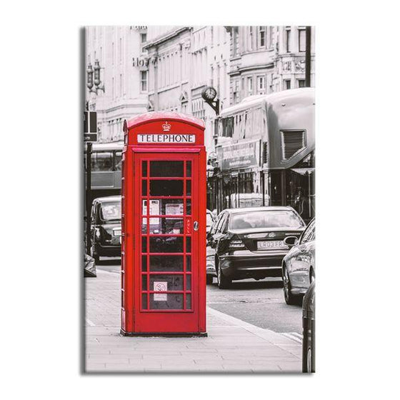 Vintage Red Phone Booth Canvas Wall Art
