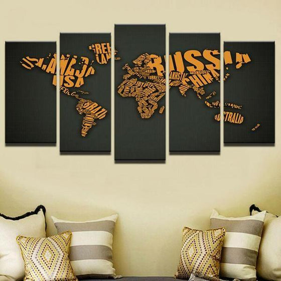 Vintage World Map Wall Art Canvases