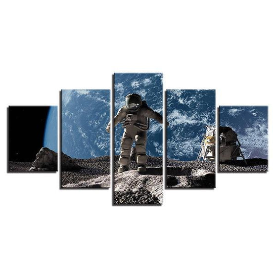 Walking Astronauts On The Moon Wall Art Canvas
