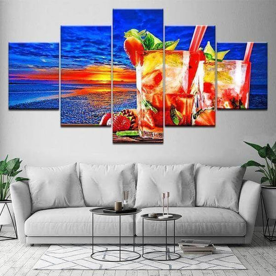 Fruity Strawberry Cocktail Canvas Wall Art  Prints