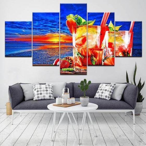 Fruity Strawberry Cocktail Canvas Wall Art  Ideas