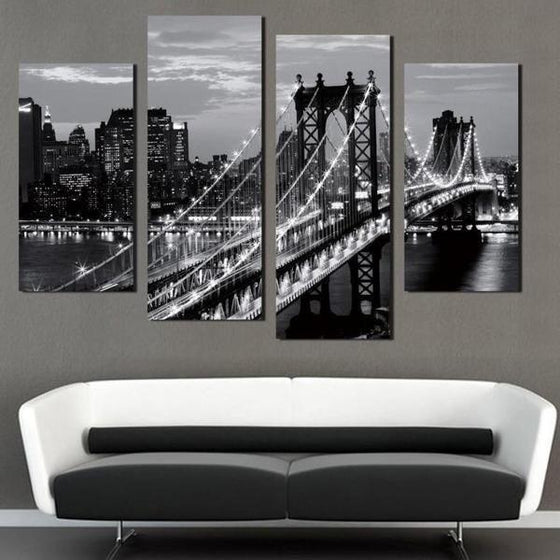 Black & White Brooklyn Bridge Canvas Wall Art Decor