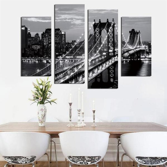 Black & White Brooklyn Bridge Canvas Wall Art Kitchen Decor