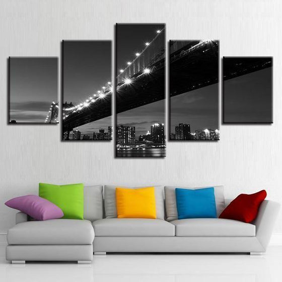 Black & White New York Bridge Canvas Wall Art Prints
