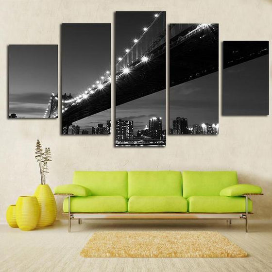 Black & White New York Bridge Canvas Wall Art Decor