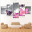 Pink Flowers With Butterflies Canvas Wall Art Bedroom