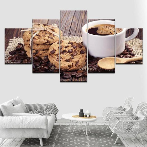Coffee & Choco Chip Cookies Canvas Wall Art Home Decor