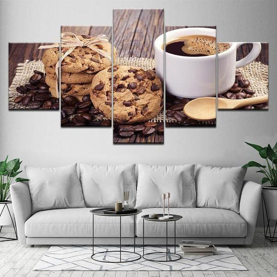 Coffee & Choco Chip Cookies Canvas Wall Art Living Room