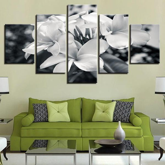 Black And White Flower Plant Canvas Wall Art Living Room