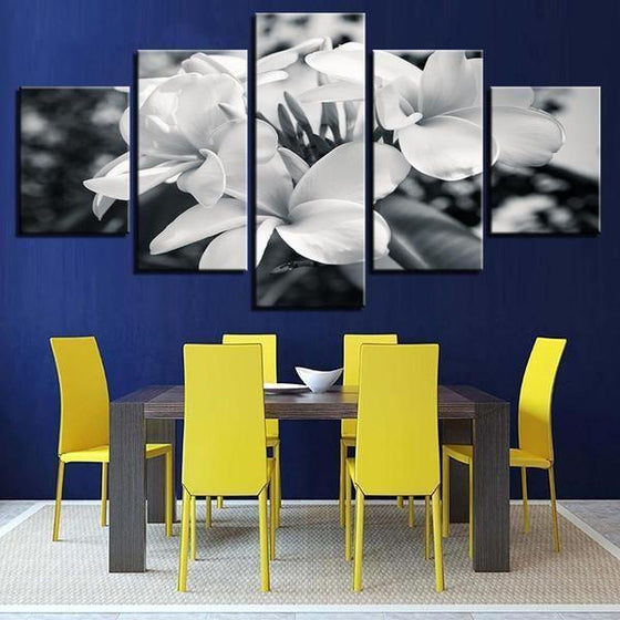 Black And White Flower Plant Canvas Wall Art Dining Room