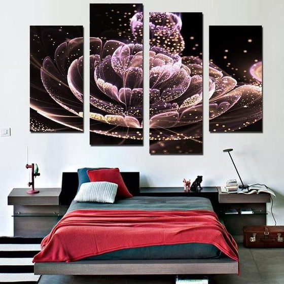 Glowing Purple Flower Canvas Wall Art Bedroom