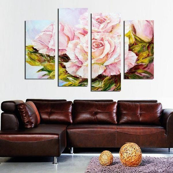 Beautiful Pink Roses Canvas Wall Art Living Room