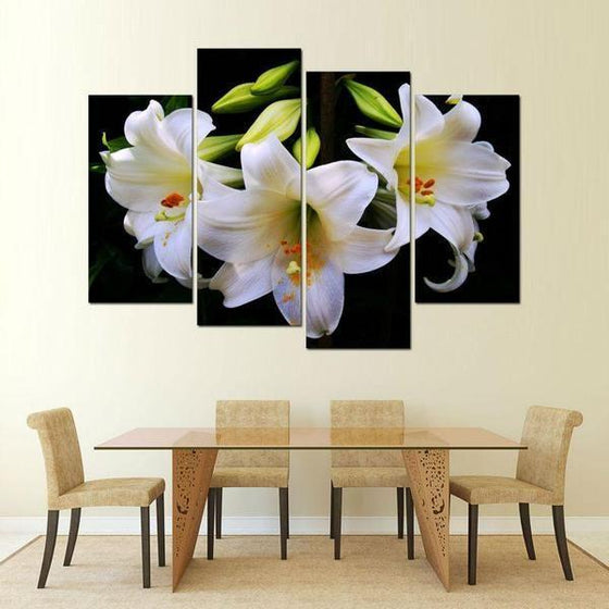 Fresh White Flowers Canvas Wall Art Dining Room