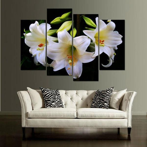 Fresh White Flowers Canvas Wall Art Living Room