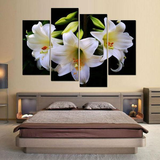 Fresh White Flowers Canvas Wall Art Bedroom