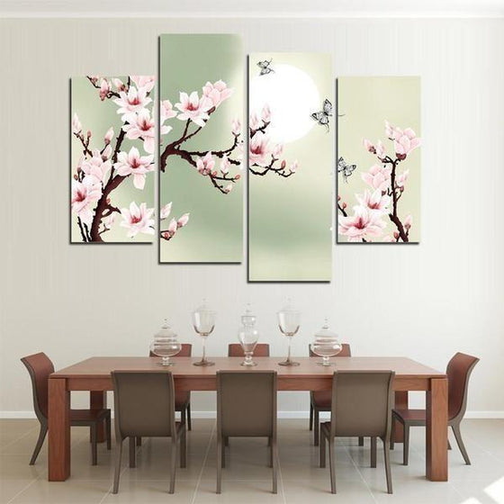Cherry Blossoms With Sunlight Canvas Wall Art Dining Room