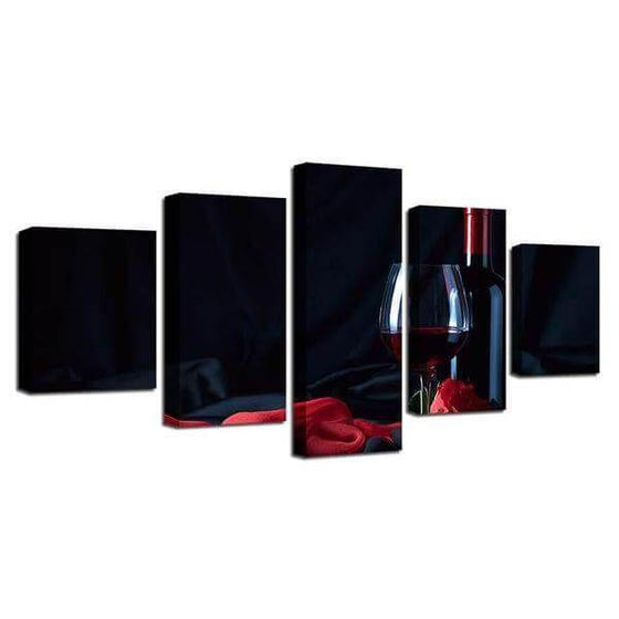 Fine Red Wine Bottle Canvas Wall Art Prints