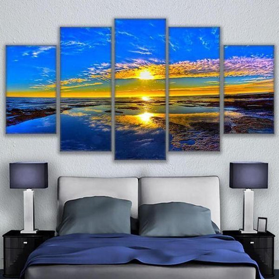 Beach Landscape & Sunset View Canvas Wall Art Bedroom Decor