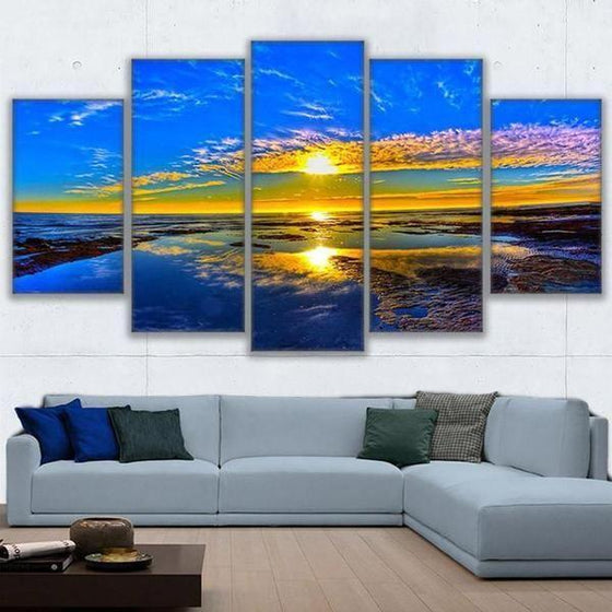 Beach Landscape & Sunset View Canvas Wall Art Decor