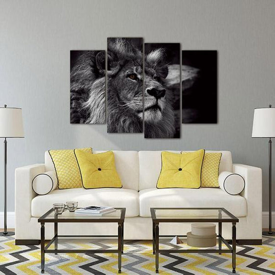 Black & White Lion Canvas Wall Art Living Room Decor