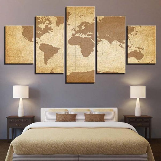 Wall Art Map Of The World Canvas
