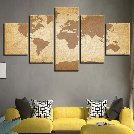 Wall Art Map Of The World Canvases