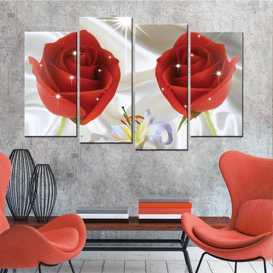 Captivating Red Roses Canvas Wall Art Office