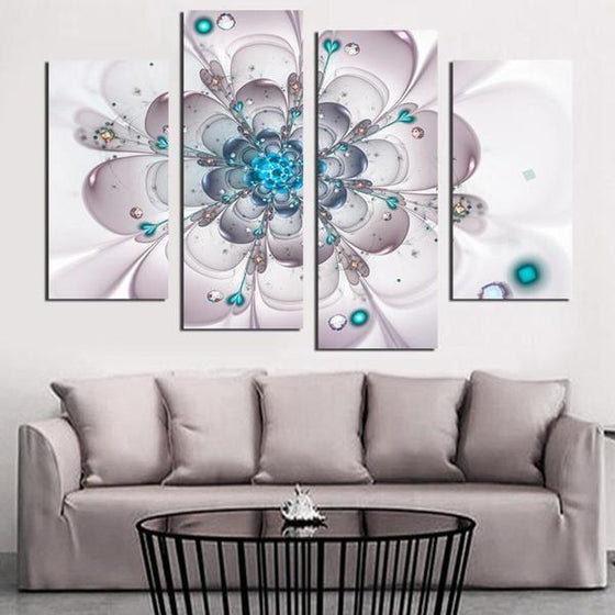 Blooming Turquoise Flower Canvas Wall Art Office Decor