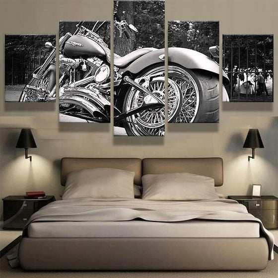 Black And White Motorcycle Canvas Wall Art Bedroom