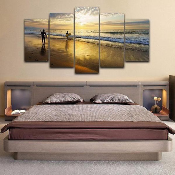 Beach Surfing & Sunset Canvas Wall Art Bedroom