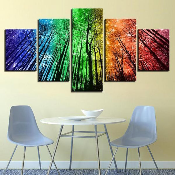 Colorful Forest Night Sky Canvas Wall Art Home Decor