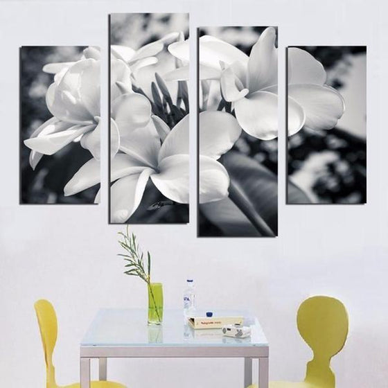 Black And White Flowers Canvas Wall Art for Dining Room