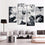 Black And White Flowers Canvas Wall Art for Elegant Living Room