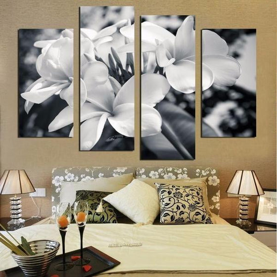 Black And White Flowers Canvas Wall Art For Living Room