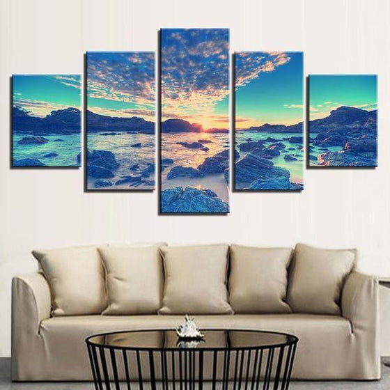 Beach Side Sunrise Canvas Wall Art Living Room