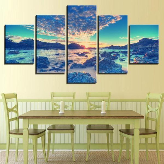 Beach Side Sunrise Canvas Wall Art Dining Room