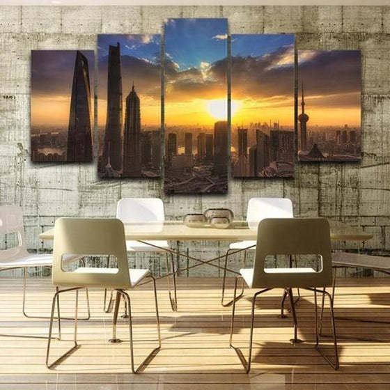 City View Sunrise Canvas Wall Art Dining Room