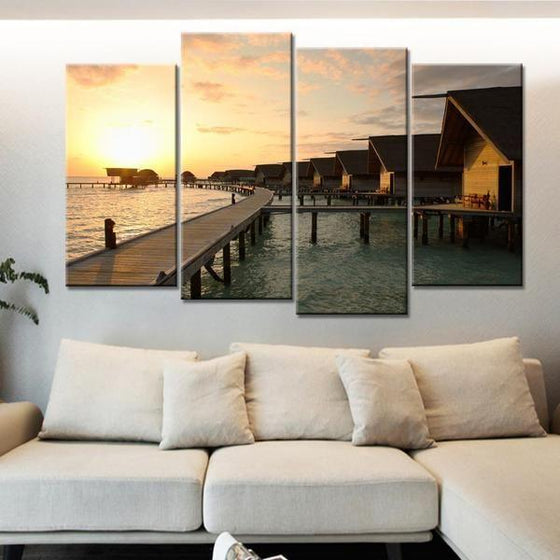 Cottages By The Sea Canvas Wall Art Home Decor
