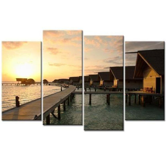 Cottages By The Sea Canvas Wall Art Prints