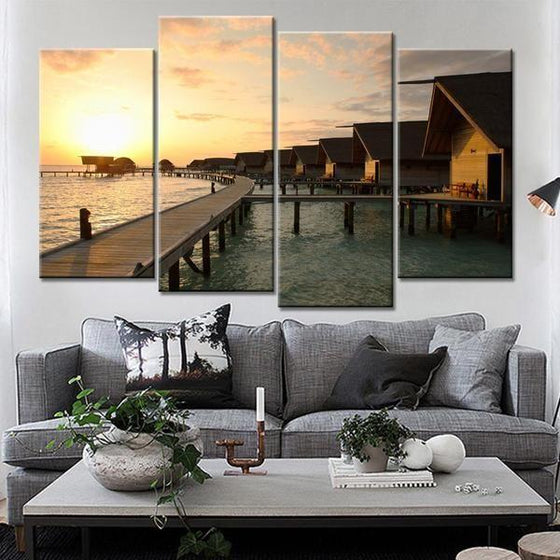 Cottages By The Sea Canvas Wall Art