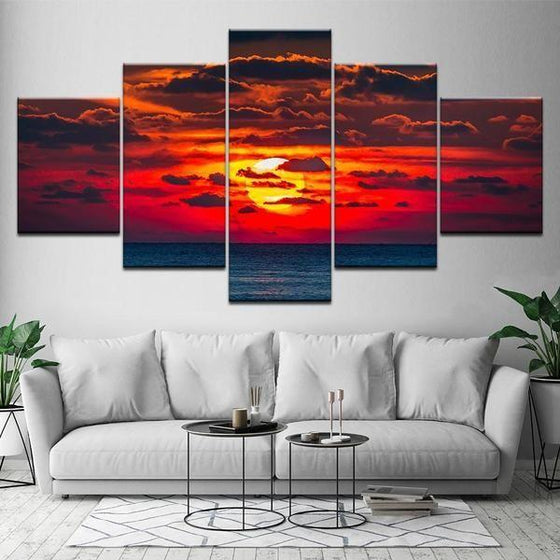 Red Cloudy Sunset Canvas Wall Art