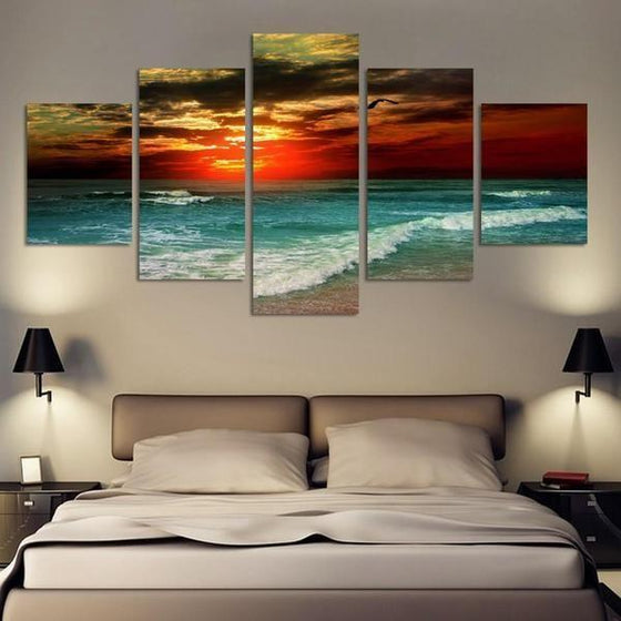 Beach Landscape & Sunset Canvas Wall Art bedroom Decor