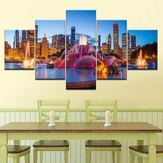 Buckingham Fountain Chicago Canvas Wall Art Dining Room