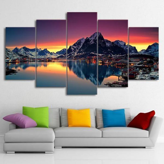 Reine Lake Norway Canvas Wall Art For Living Room